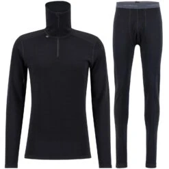Ulvang Comfort 200 Turtle Neck Sæt, Herre, Sort